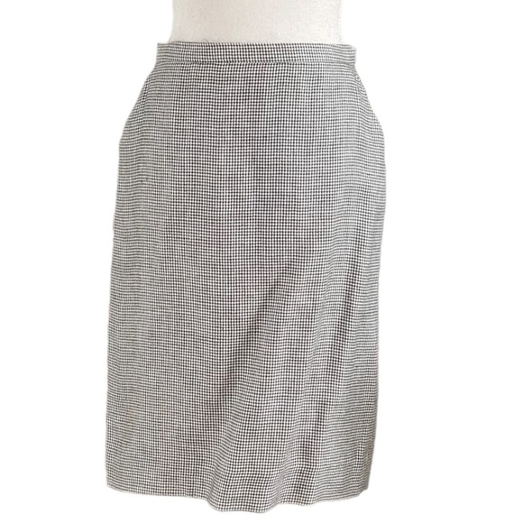 MAX MARA PURO LINO LINEN BLACK WHITE HOUNDSTOOTH PENCIL SKIRT - 6 - Picture 2 of 10